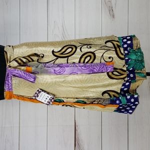 Darn Good Yarn Sari Silk Wrap Skirt Tea XL/Plus